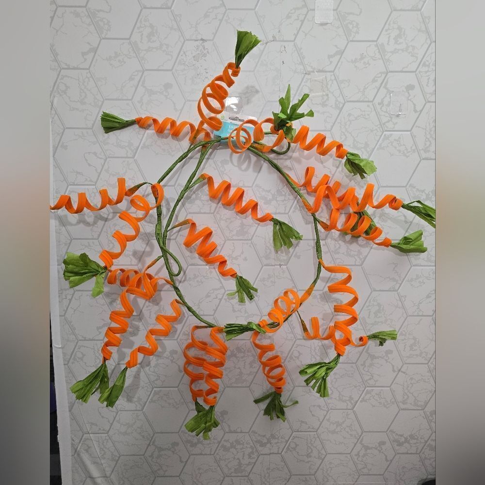 Easter Spiral Orange Carrot Spray Coiled Carrot Garland Spring Decor, New